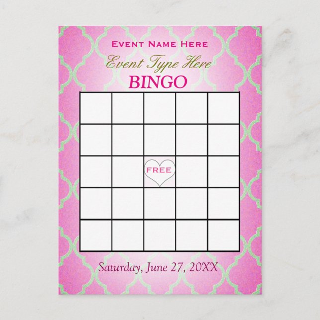 Bingo Card | Pink Quatrefoil (Front)