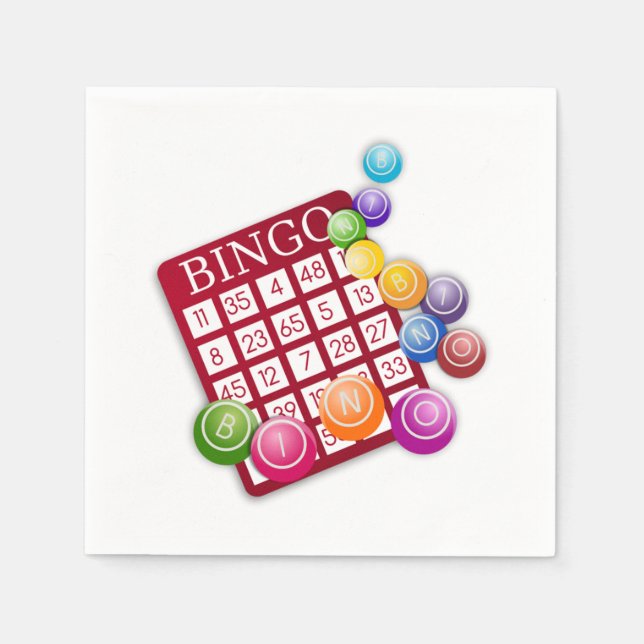 BINGO Card with BINGO Balls Napkin (Front)