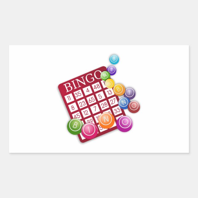 BINGO Card with BINGO Balls Rectangular Sticker (Front)