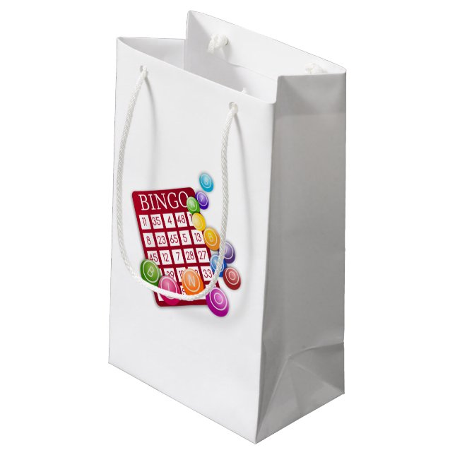 BINGO Card with BINGO Balls Small Gift Bag (Back Angled)