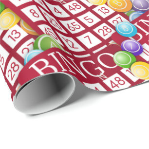 Bingo Cards And Bingo Balls Large Print Wrapping Paper