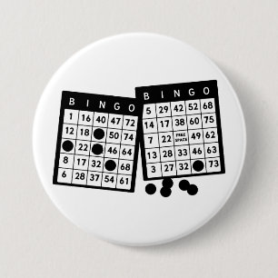 Bingo cards chips game art illustration  7.5 cm round badge