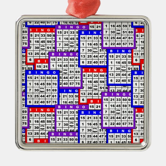 Bingo Cards pattern Metal Tree Decoration (Front)