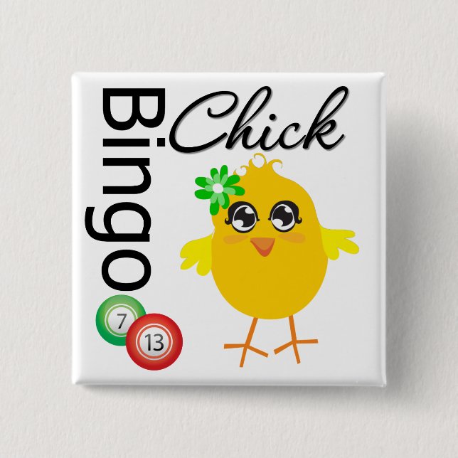 Bingo Chick 15 Cm Square Badge (Front)