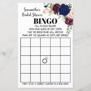 Bingo english spanish Bridal shower game navy