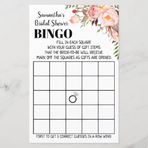 Bingo  english spanish Bridal shower game wedding