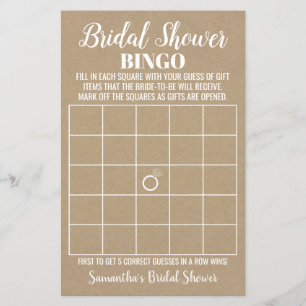 Bingo english spanish rustic Bridal shower game