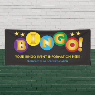 Bingo event bright colours and gold banner