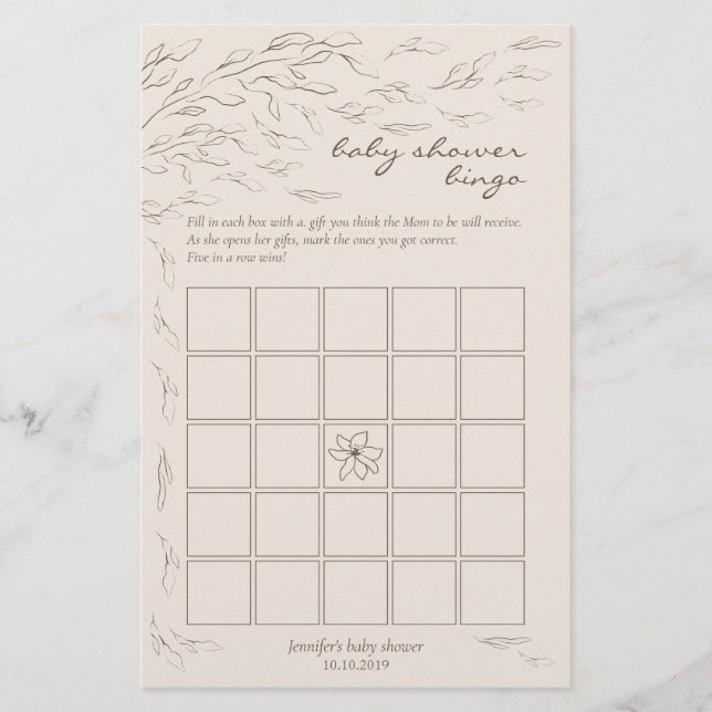 Bingo Game Little Flower Ivory (Front)
