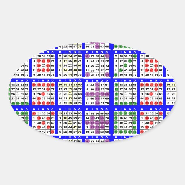 Bingo Game Patterns Large Grid Oval Sticker (Front)