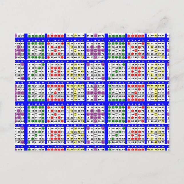 Bingo Game Patterns Large Grid Postcard (Front)