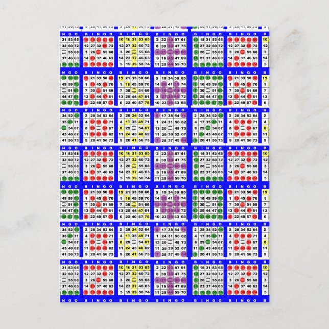 Bingo Game Patterns Large Grid Postcard (Front)