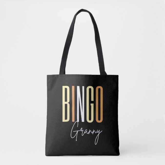 Bingo granny in brown letters tote bag (Front)