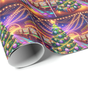 Bingo Hall Christmas Tree With Bingo Balls Wrapping Paper