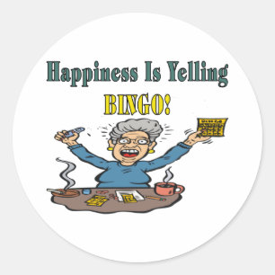 Bingo: Happiness Is Classic Round Sticker
