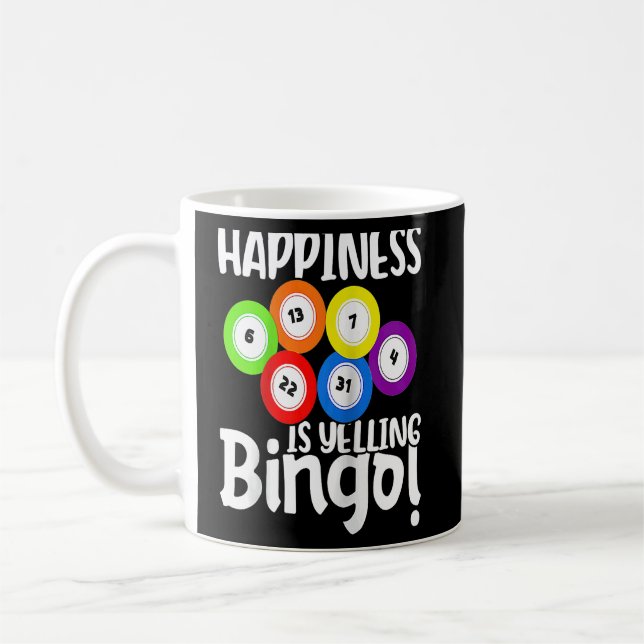 Bingo Happiness Is Yelling Bingo Raglan Baseball  Coffee Mug (Left)
