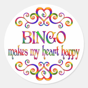 Bingo Heart Happy Classic Round Sticker