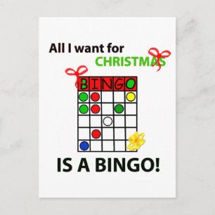 BINGO I want a bingo  for Christmas Holiday Postcard