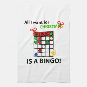 BINGO I want a bingo for Christmas Tea Towel