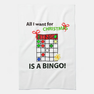 BINGO I want a bingo for Christmas Tea Towel