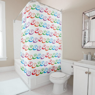 BINGO in Colourful Lettering Fun Game Pattern Shower Curtain