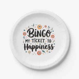 Bingo is My Ticket to Happiness Funny Bingo Game Paper Plate