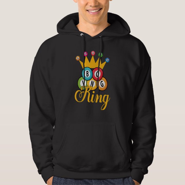 Bingo King   Men Boys   Lucky Game Lottery Players Hoodie (Front)