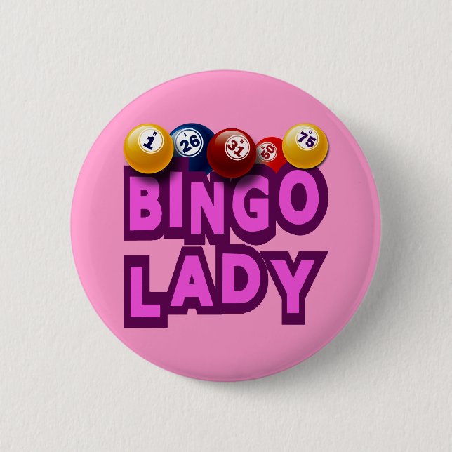 BINGO LADY 6 CM ROUND BADGE (Front)