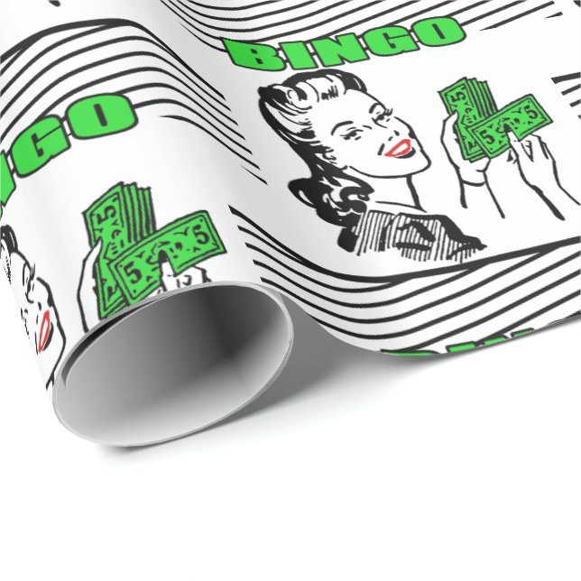 Bingo Lady With Money Wrapping Paper (Roll Corner)