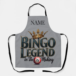 Bingo Legend Crowned in Gold Retro Typography Apron