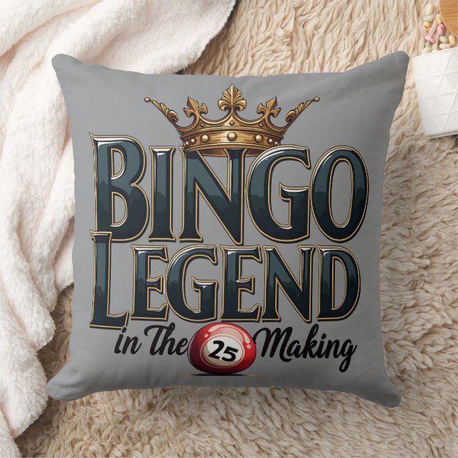 Bingo Legend Crowned in Gold Retro Typography Cushion (Blanket)