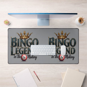 Bingo Legend Crowned in Gold Retro Typography Desk Mat
