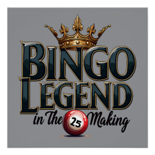 Bingo Legend Crowned in Gold Retro Typography Poster
