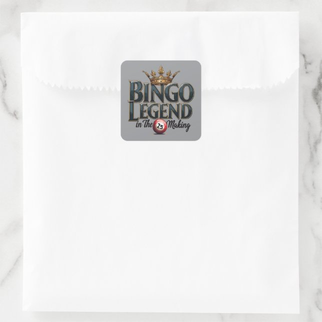 Bingo Legend Crowned in Gold Retro Typography Square Sticker (Bag)