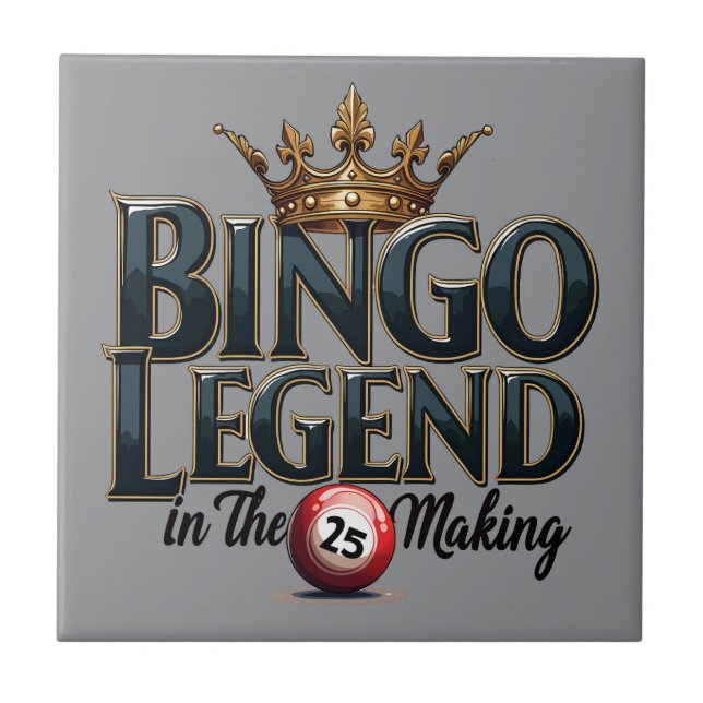 Bingo Legend Crowned in Gold Retro Typography Tile (Front)