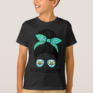 Bingo life messy bun pickleball lover grandma T-Shirt