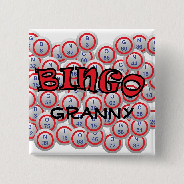 Bingo "Name" over Bingo Balls 15 Cm Square Badge (Front)