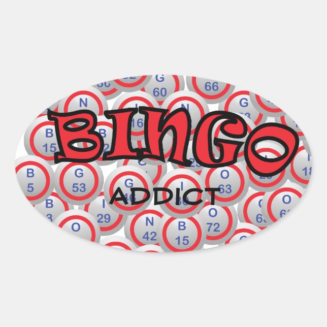 Bingo "Name" over Bingo Balls Oval Sticker (Front)
