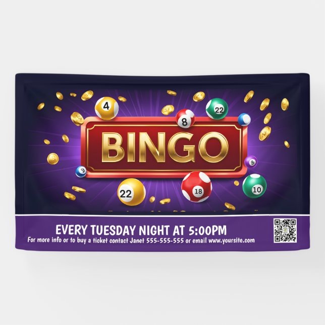 Bingo Night Banner PTO PTA Church Banner (Horizontal)