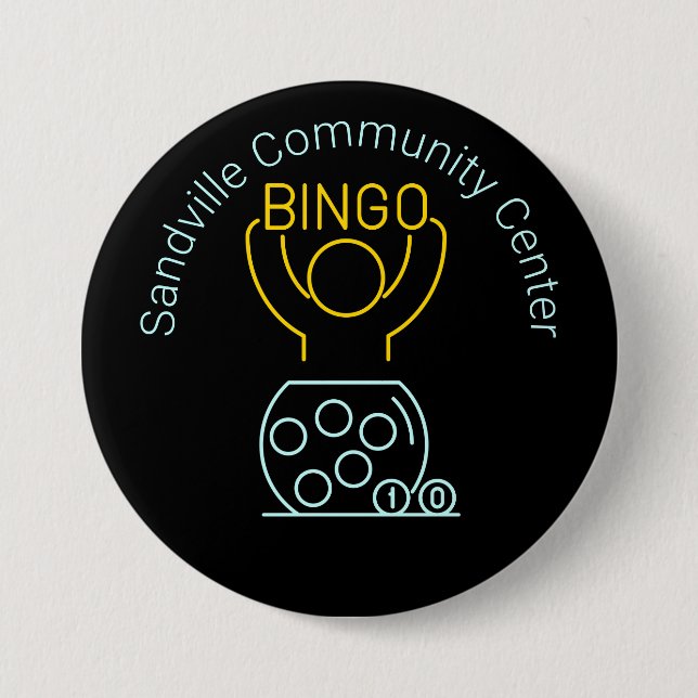 Bingo Night Neon Line Art Customisable  7.5 Cm Round Badge (Front)