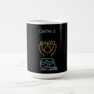 Bingo Night Neon Line Art Personalised Coffee Mug