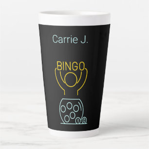 Bingo Night Neon Line Art Personalised Latte Mug