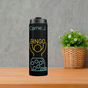 Bingo Night Neon Line Art Personalised Thermal Tumbler