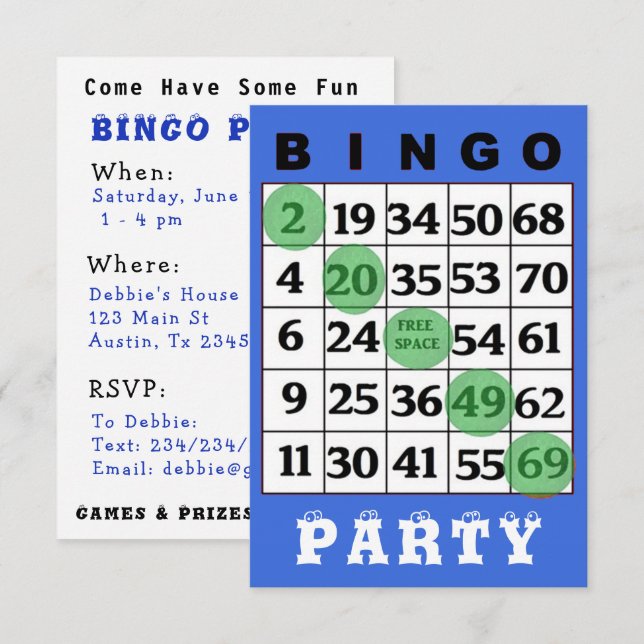 BINGO Party Invitation (Front/Back)