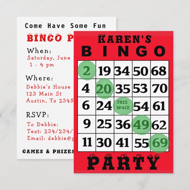 BINGO Party Invitation (Front/Back)