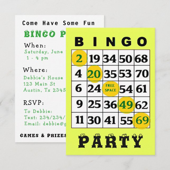 BINGO Party Invitation (Front/Back)