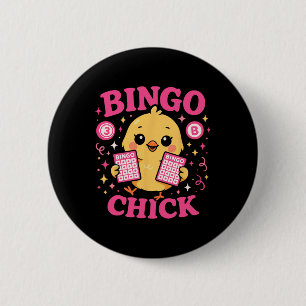 Bingo Player Chicken Girl Bingo Chick 6 Cm Round Badge