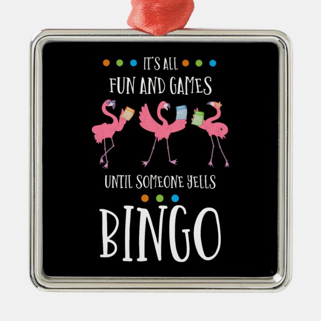 Bingo Player, Flamingo, Bingo Balls Metal Tree Decoration (Front)