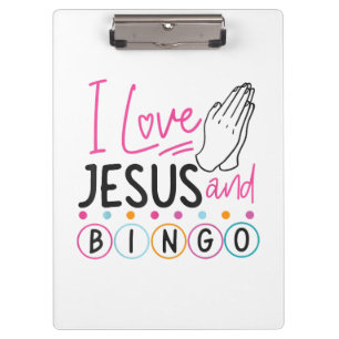 Bingo Player Jesus Faith Christian I Love Jesus An Clipboard