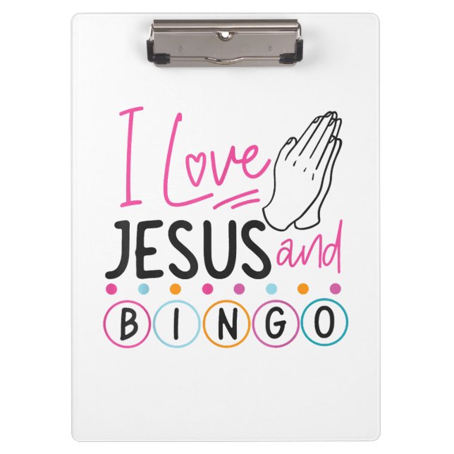 Bingo Player Jesus Faith Christian I Love Jesus An Clipboard (Front)